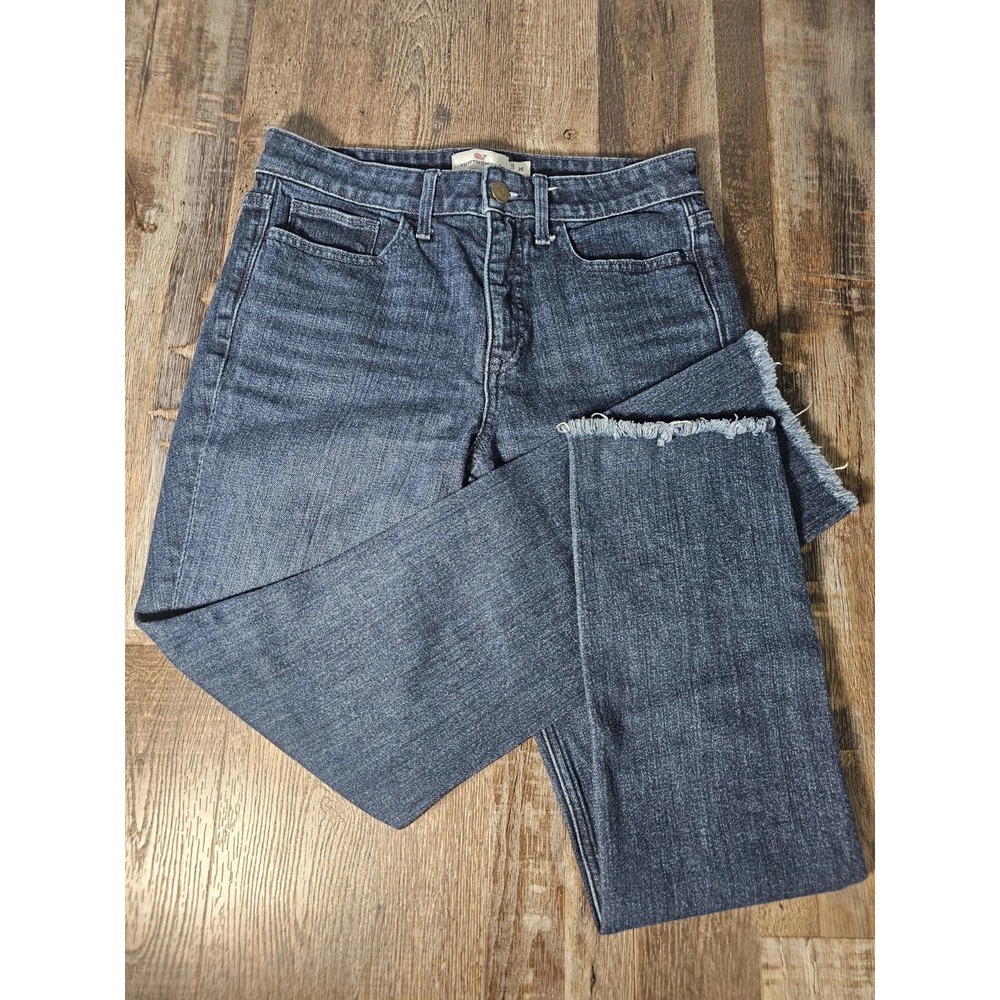 Vineyard Vines Straight Leg Jeans Frayed Ankle Hem Women 26 Dark Wash FITS 28x26